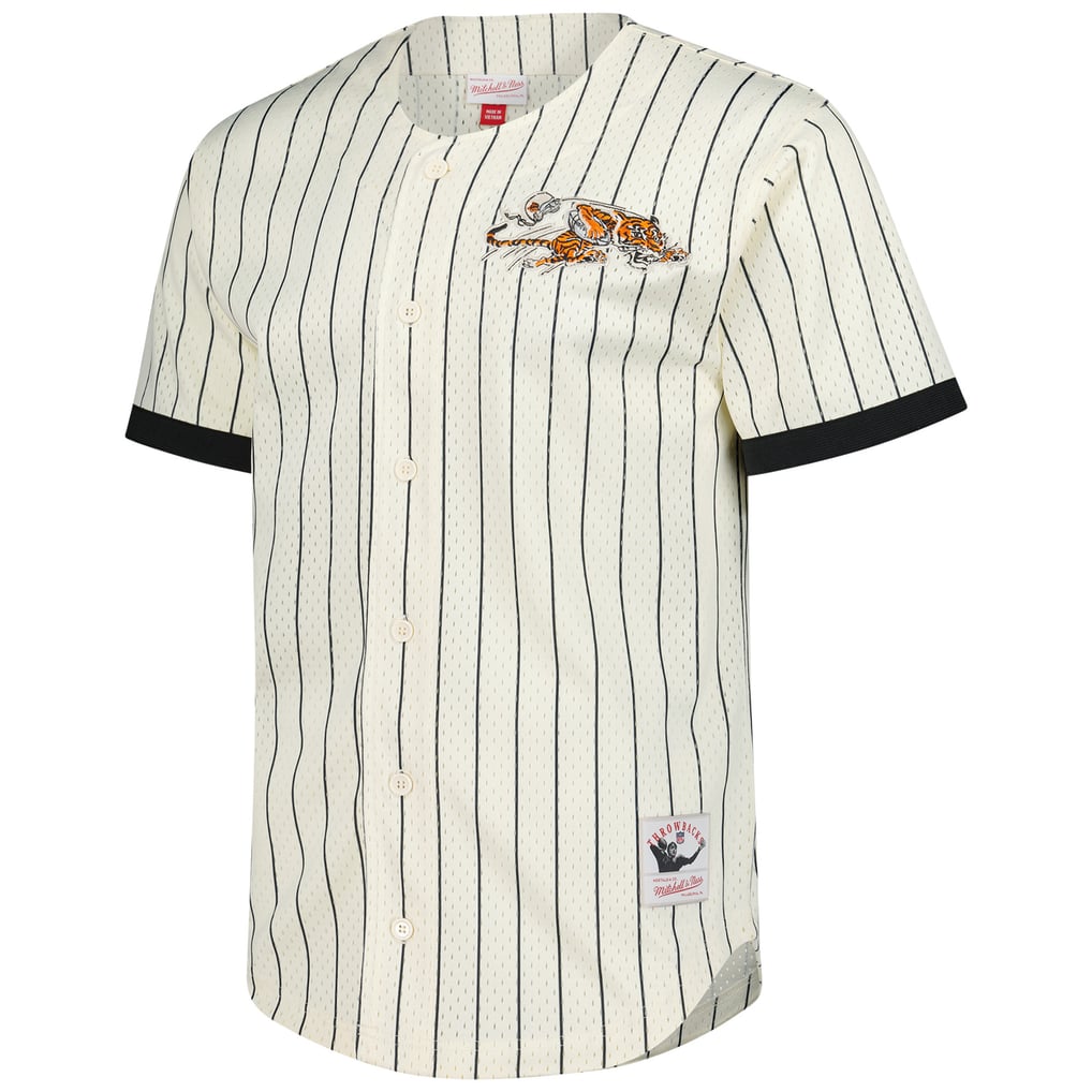 Cincinnati Bengals Mitchell & Ness Final Seconds Vintage Logo Mesh Button-Up Shirt - Cream